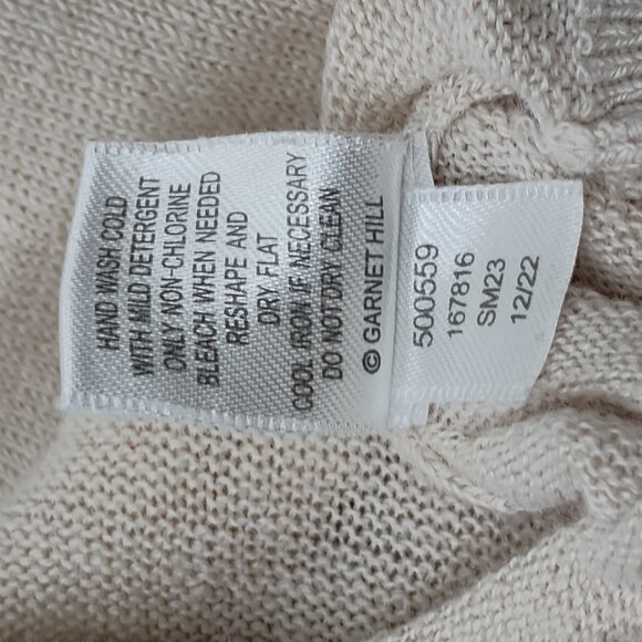 Garnet Hill Sleeveless Sweater 100% Linen V Neck Polo Collar Blousy Preppy Tan L - Picture 9 of 10